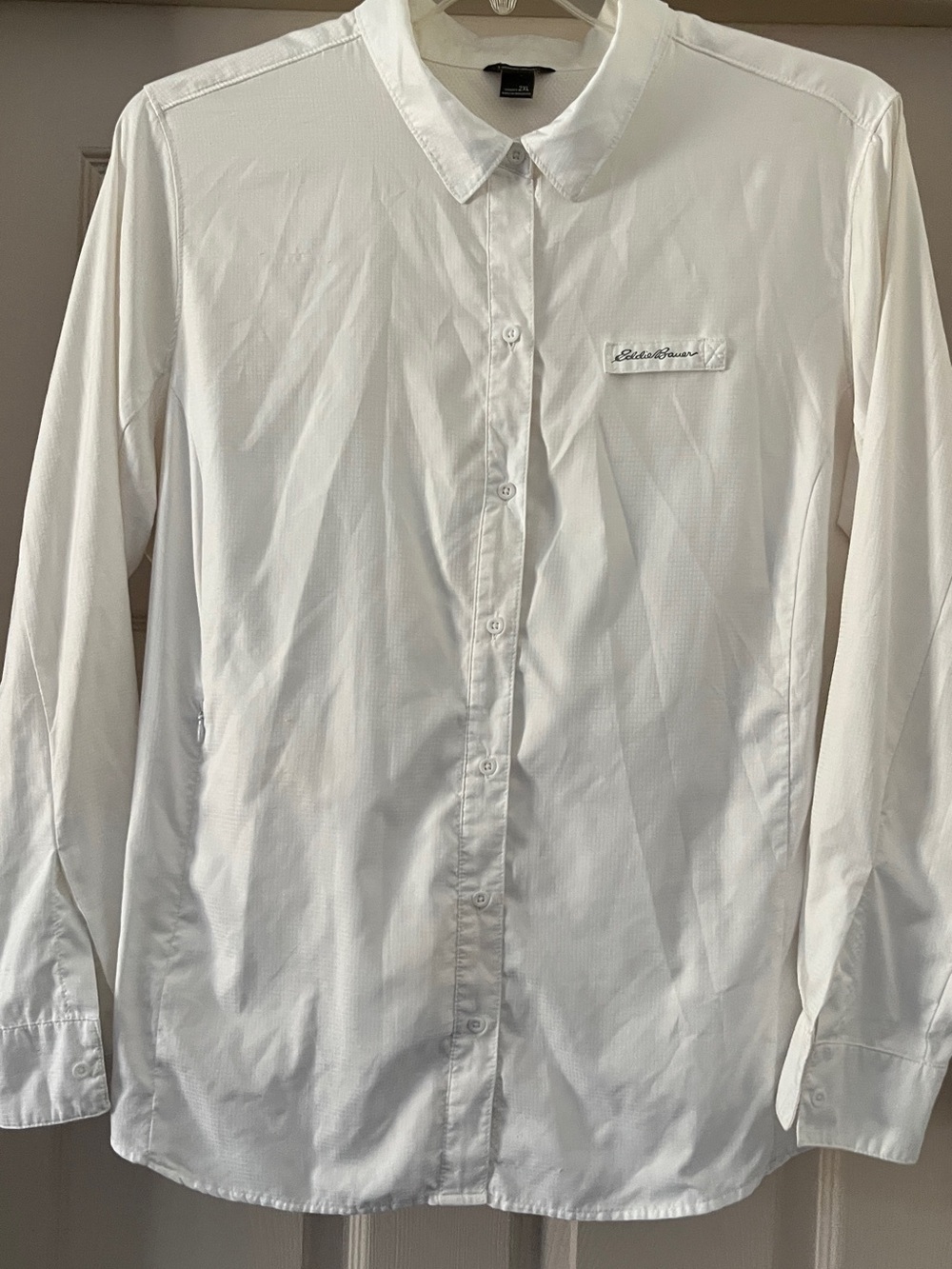 Eddie Bauer White Button-Down Long Sleeve Sun Shirt 2XL